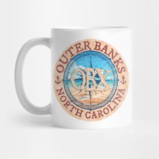 Outer Banks (OBX), North Carolina, with Beach and Wind Rose Mug